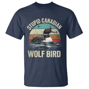 Stupid Canadian Wolf Bird T Shirt Funny Retro LGBT Romance Hockey Fan TS10 Navy Print Your Wear