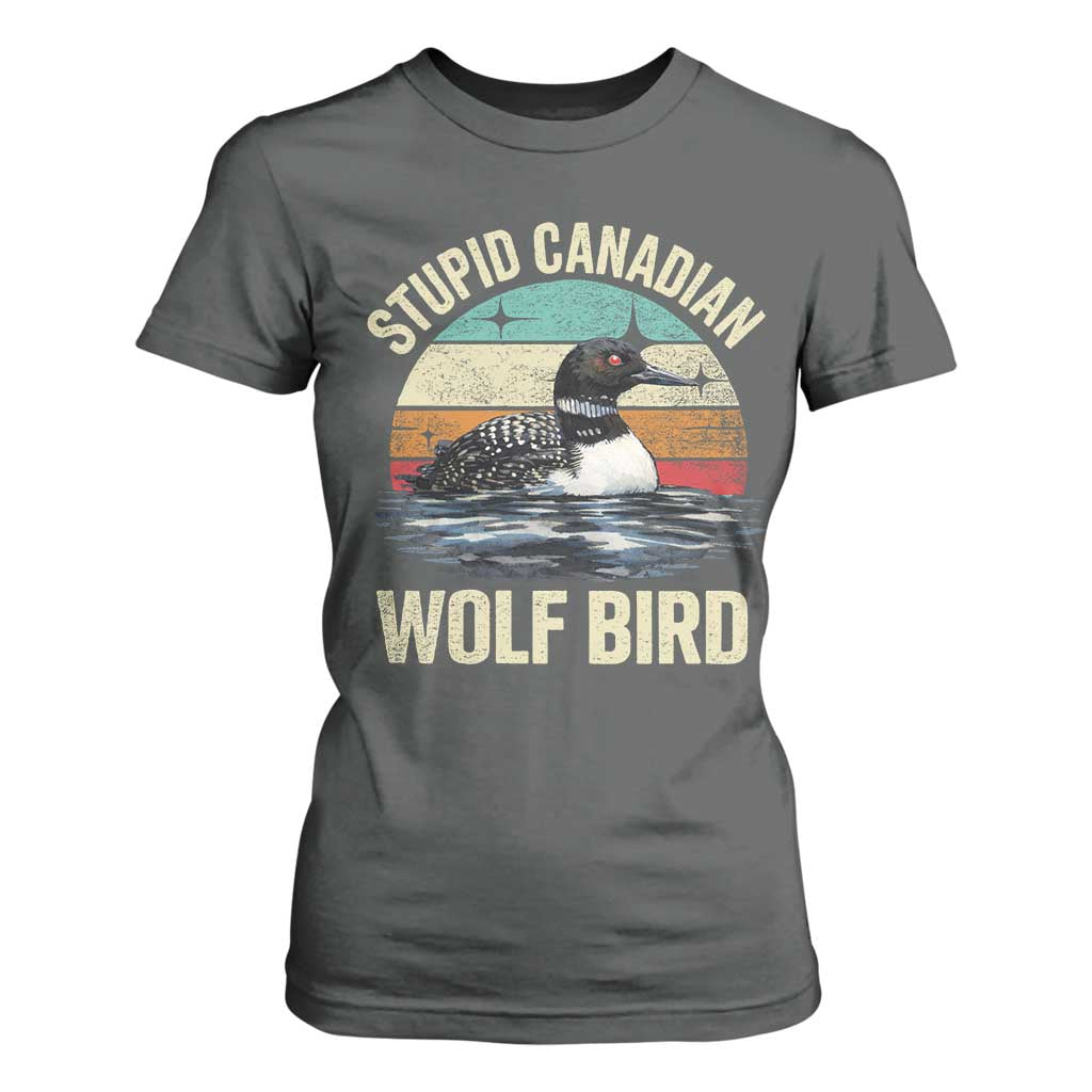 Stupid Canadian Wolf Bird T Shirt For Women Funny Retro LGBT Romance Hockey Fan TS10 Dark Heather Print Your Wear