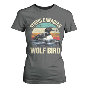 Stupid Canadian Wolf Bird T Shirt For Women Funny Retro LGBT Romance Hockey Fan TS10 Dark Heather Print Your Wear
