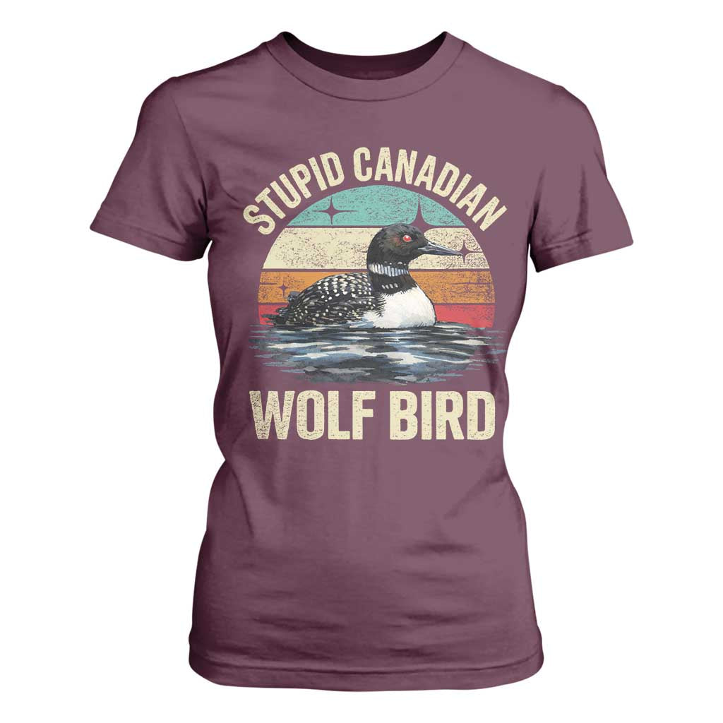 Stupid Canadian Wolf Bird T Shirt For Women Funny Retro LGBT Romance Hockey Fan TS10 Maroon Print Your Wear