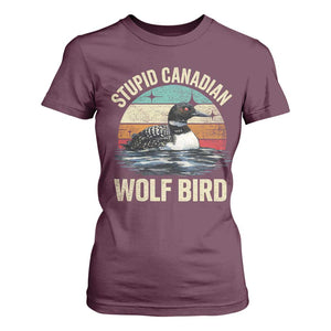 Stupid Canadian Wolf Bird T Shirt For Women Funny Retro LGBT Romance Hockey Fan TS10 Maroon Print Your Wear