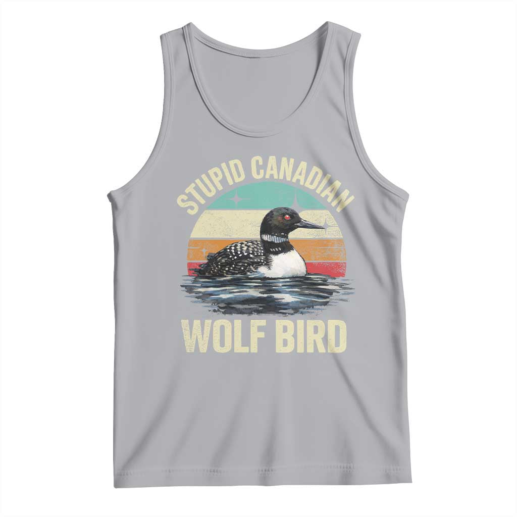Stupid Canadian Wolf Bird Tank Top Funny Retro LGBT Romance Hockey Fan TS10 Athletic Heather Print Your Wear