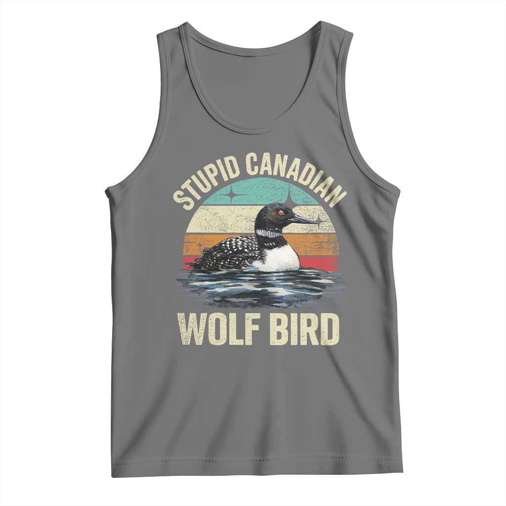 Stupid Canadian Wolf Bird Tank Top Funny Retro LGBT Romance Hockey Fan TS10 Black Heather Print Your Wear
