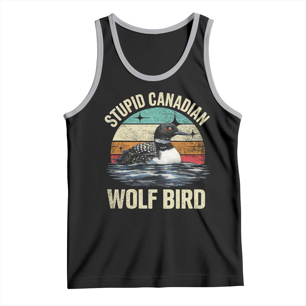 Stupid Canadian Wolf Bird Tank Top Funny Retro LGBT Romance Hockey Fan TS10 Black Athletic Heather Print Your Wear