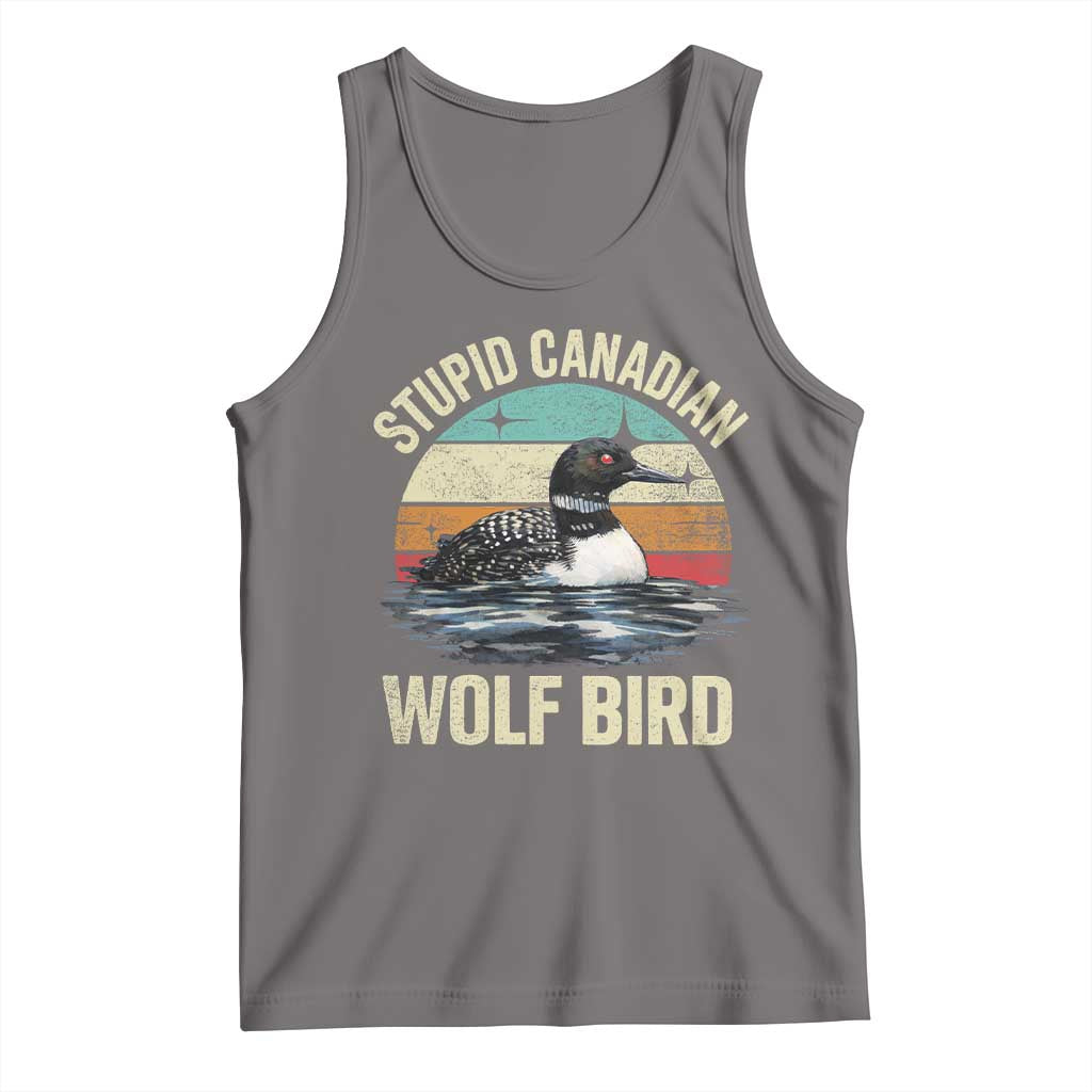 Stupid Canadian Wolf Bird Tank Top Funny Retro LGBT Romance Hockey Fan TS10 Deep Heather Print Your Wear