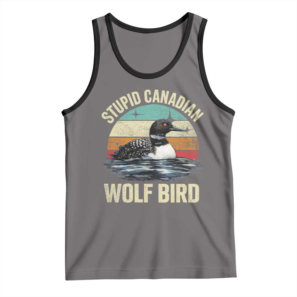 Stupid Canadian Wolf Bird Tank Top Funny Retro LGBT Romance Hockey Fan TS10 Deep Heather Black Print Your Wear