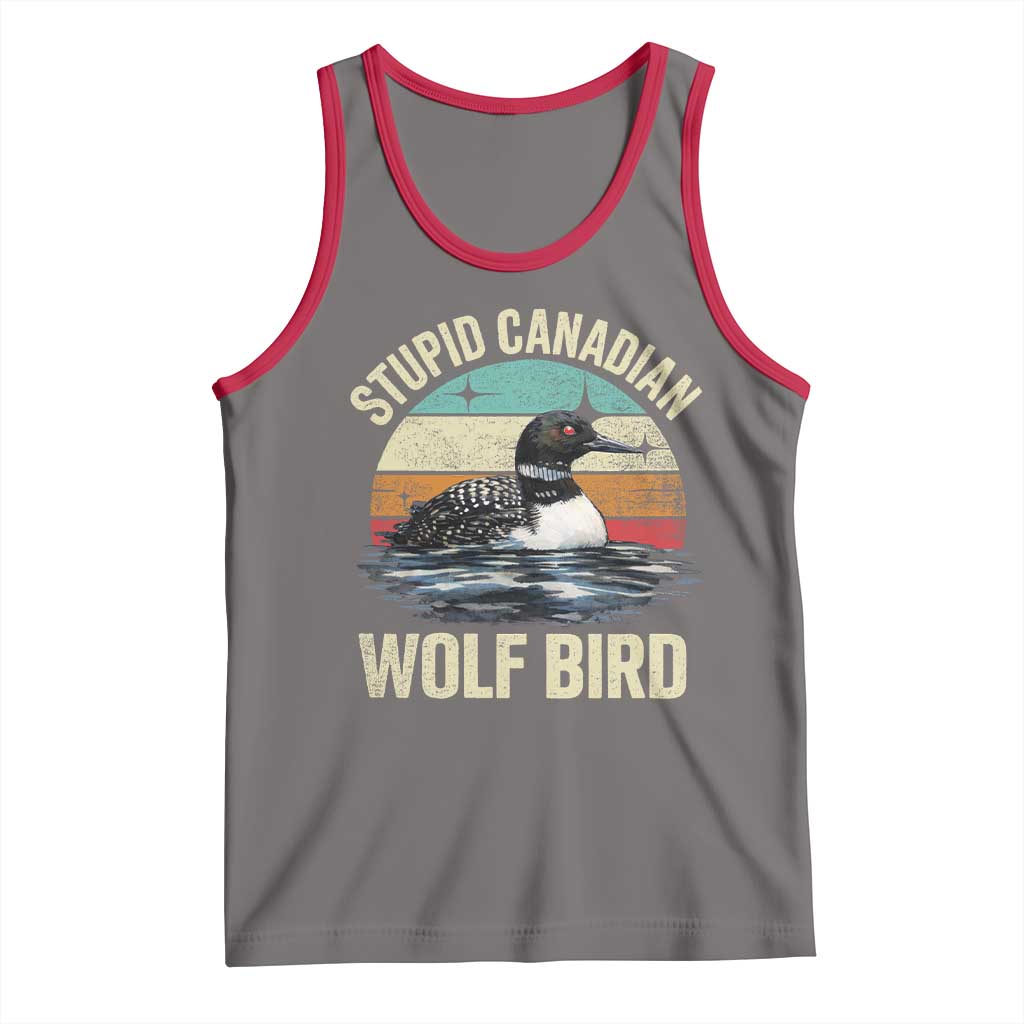Stupid Canadian Wolf Bird Tank Top Funny Retro LGBT Romance Hockey Fan TS10 Deep Heather Red Print Your Wear