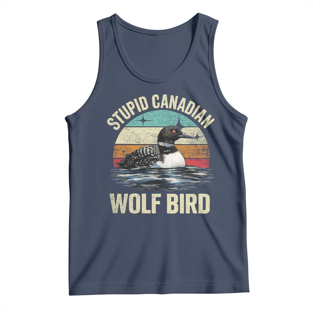 Stupid Canadian Wolf Bird Tank Top Funny Retro LGBT Romance Hockey Fan TS10 Navy Print Your Wear
