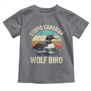 Stupid Canadian Wolf Bird Toddler T Shirt Funny Retro LGBT Romance Hockey Fan TS10 Charcoal Print Your Wear
