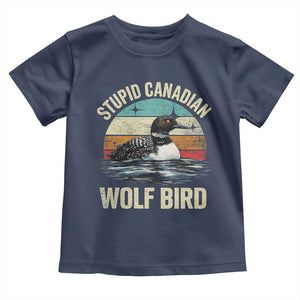 Stupid Canadian Wolf Bird Toddler T Shirt Funny Retro LGBT Romance Hockey Fan TS10 Navy Print Your Wear