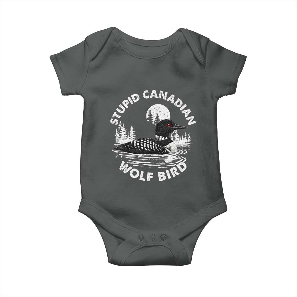 Stupid Canadian Wolf Bird Baby Onesie Sarcastic LGBT Hockey Fan TS10 Dark Heather Print Your Wear