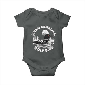 Stupid Canadian Wolf Bird Baby Onesie Sarcastic LGBT Hockey Fan TS10 Dark Heather Print Your Wear