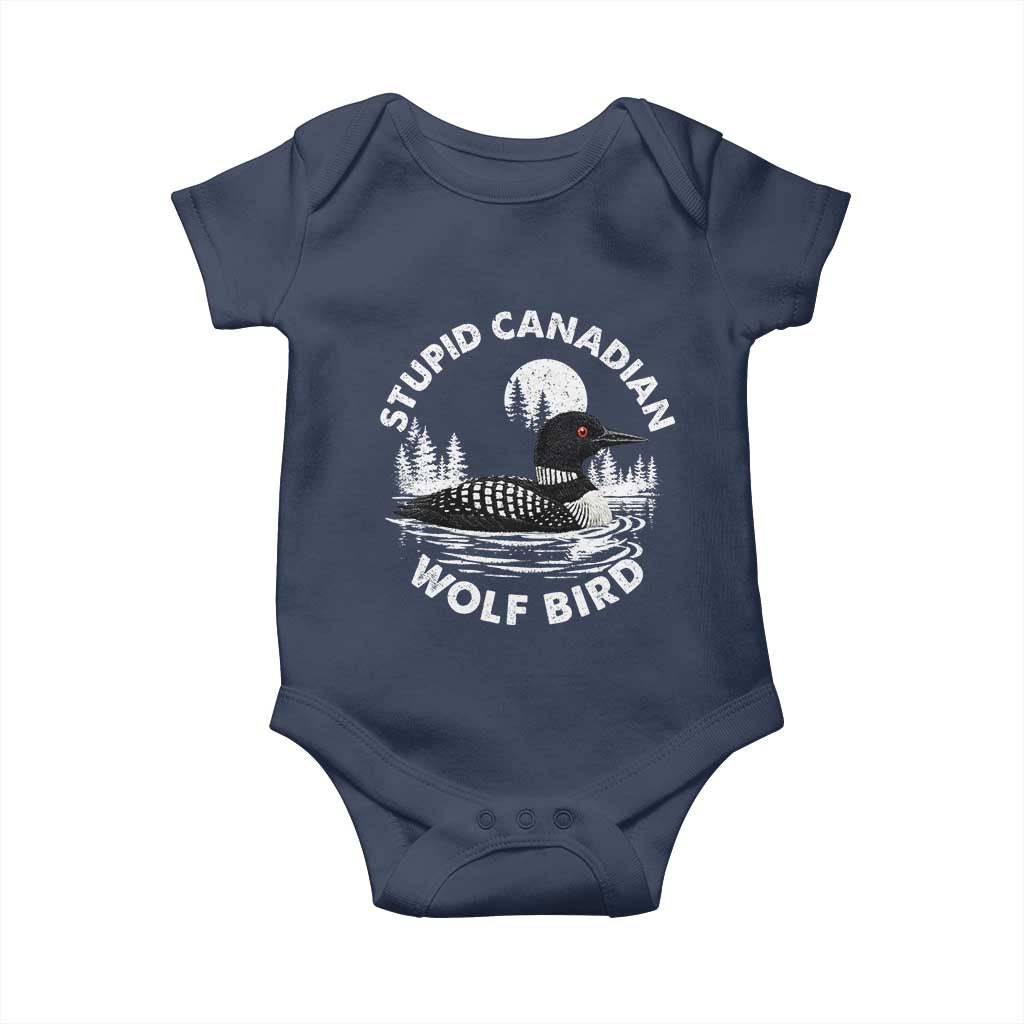 Stupid Canadian Wolf Bird Baby Onesie Sarcastic LGBT Hockey Fan TS10 Navy Print Your Wear