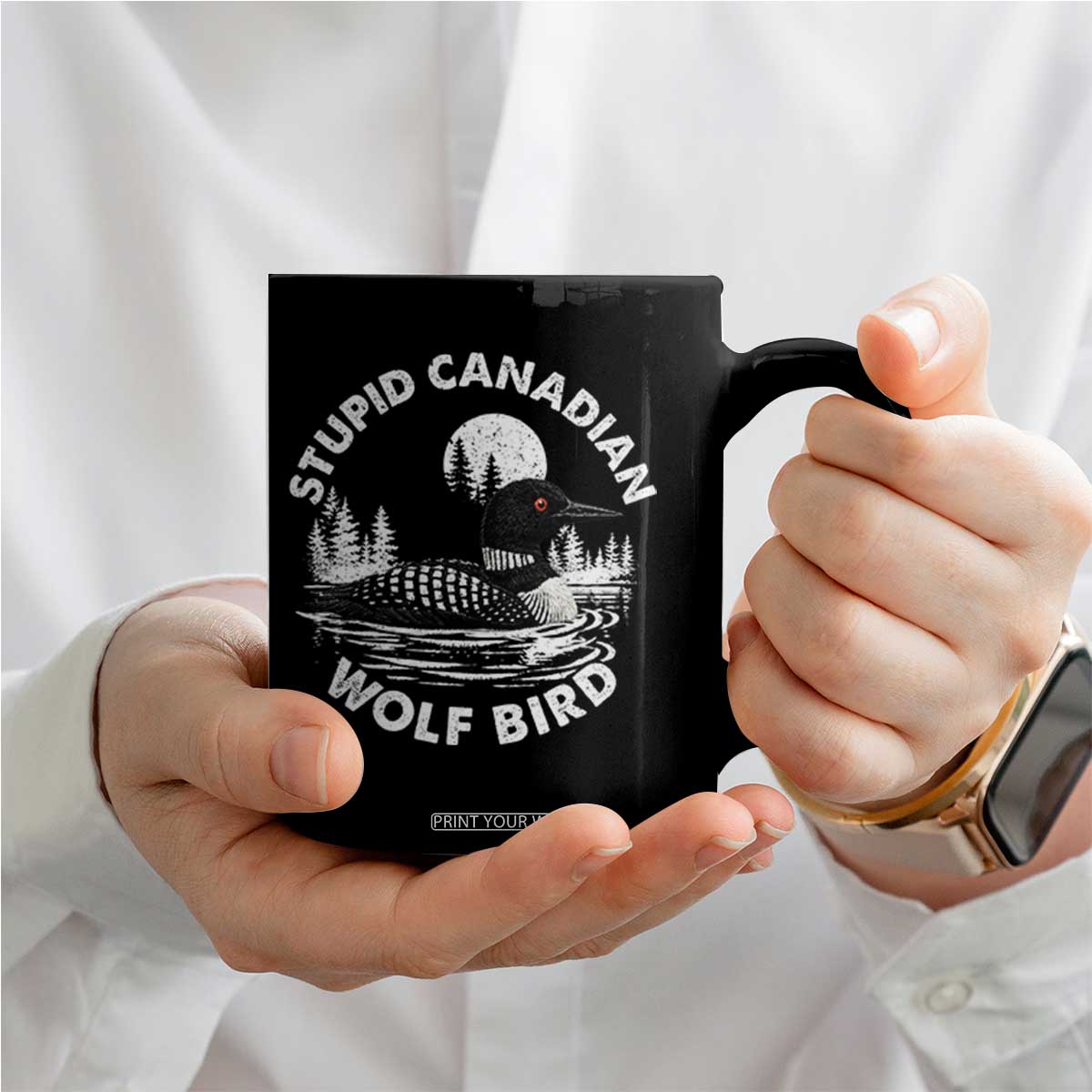 Stupid Canadian Wolf Bird Coffee Mug Sarcastic LGBT Hockey Fan TS10 Print Your Wear