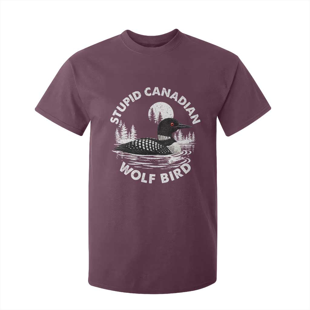 Stupid Canadian Wolf Bird T Shirt For Kid Sarcastic LGBT Hockey Fan TS10 Maroon Print Your Wear