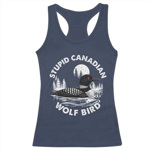Stupid Canadian Wolf Bird Racerback Tank Top Sarcastic LGBT Hockey Fan TS10 Navy Print Your Wear