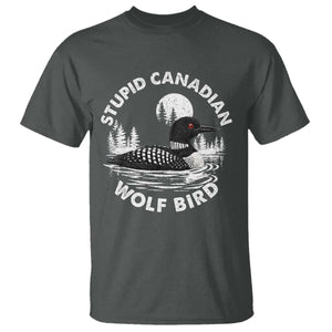 Stupid Canadian Wolf Bird T Shirt Sarcastic LGBT Hockey Fan TS10 Dark Heather Print Your Wear
