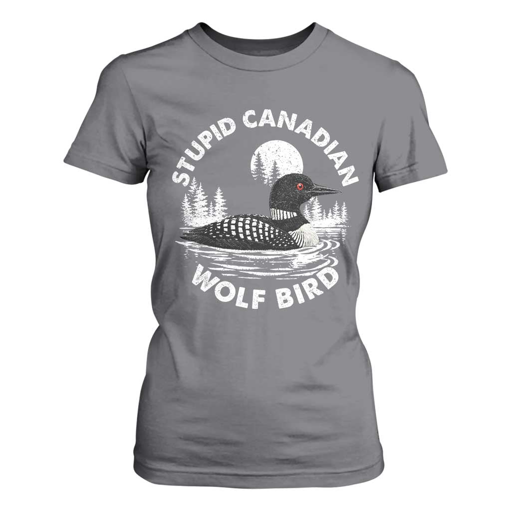 Stupid Canadian Wolf Bird T Shirt For Women Sarcastic LGBT Hockey Fan TS10 Charcoal Print Your Wear