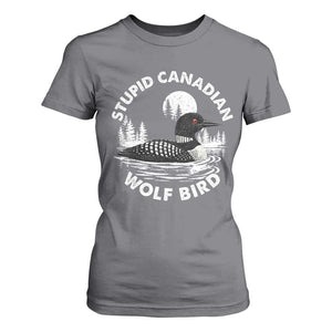 Stupid Canadian Wolf Bird T Shirt For Women Sarcastic LGBT Hockey Fan TS10 Charcoal Print Your Wear