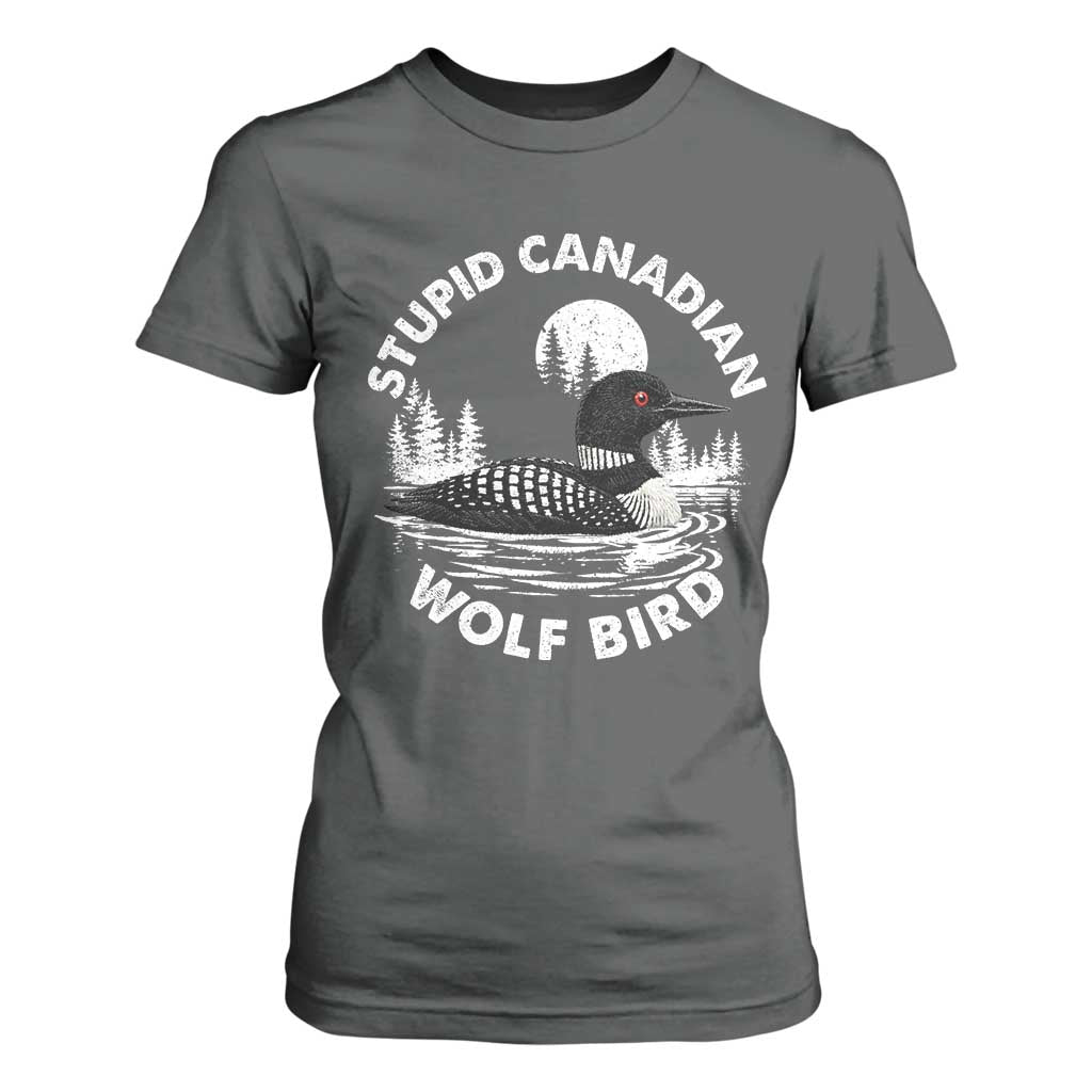 Stupid Canadian Wolf Bird T Shirt For Women Sarcastic LGBT Hockey Fan TS10 Dark Heather Print Your Wear