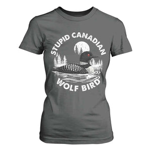 Stupid Canadian Wolf Bird T Shirt For Women Sarcastic LGBT Hockey Fan TS10 Dark Heather Print Your Wear