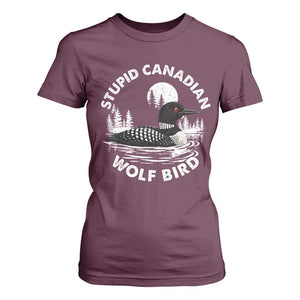 Stupid Canadian Wolf Bird T Shirt For Women Sarcastic LGBT Hockey Fan TS10 Maroon Print Your Wear