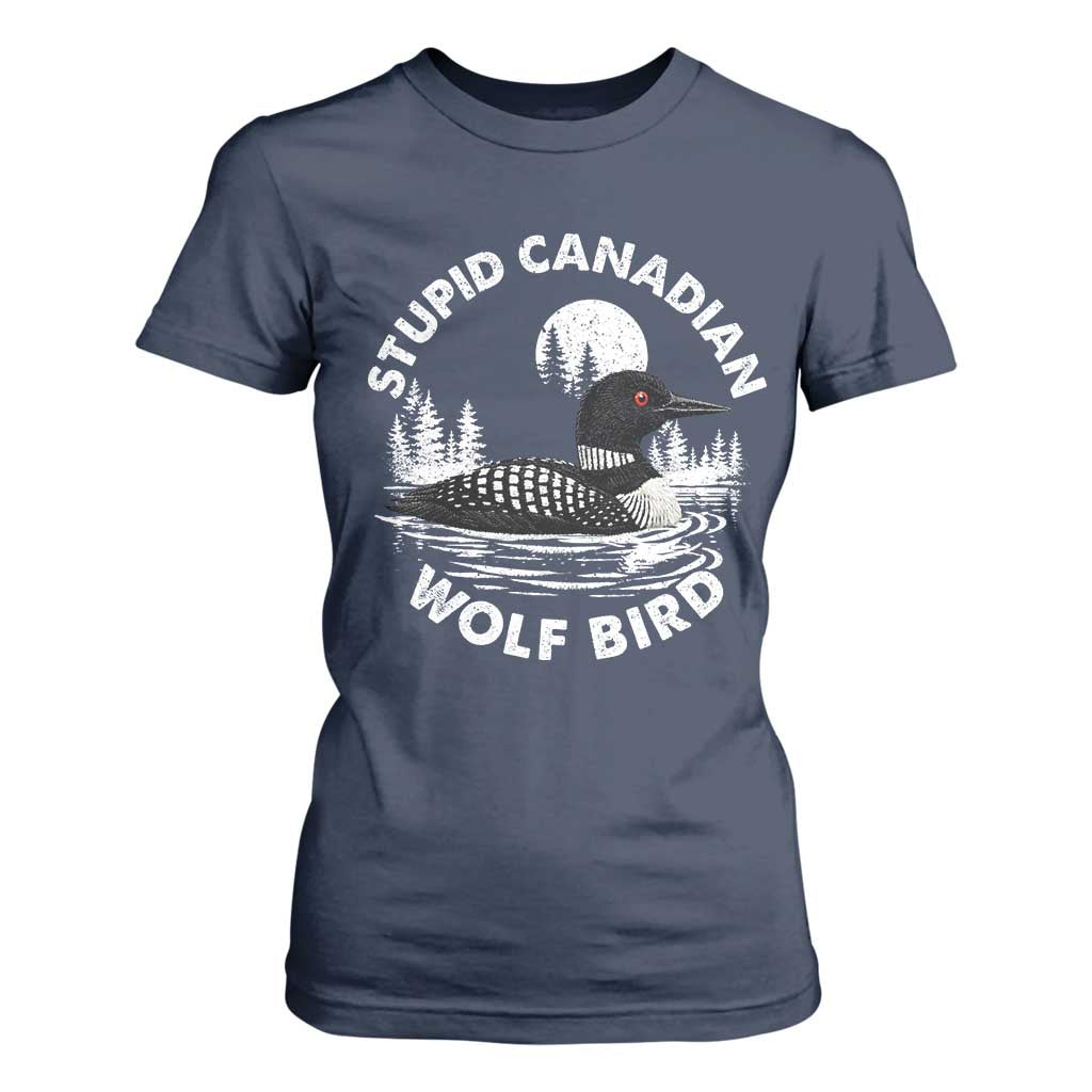 Stupid Canadian Wolf Bird T Shirt For Women Sarcastic LGBT Hockey Fan TS10 Navy Print Your Wear