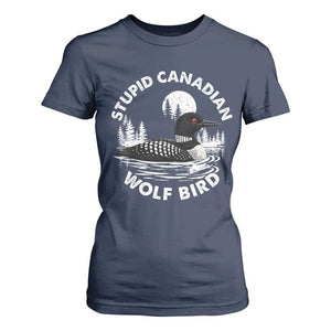 Stupid Canadian Wolf Bird T Shirt For Women Sarcastic LGBT Hockey Fan TS10 Navy Print Your Wear