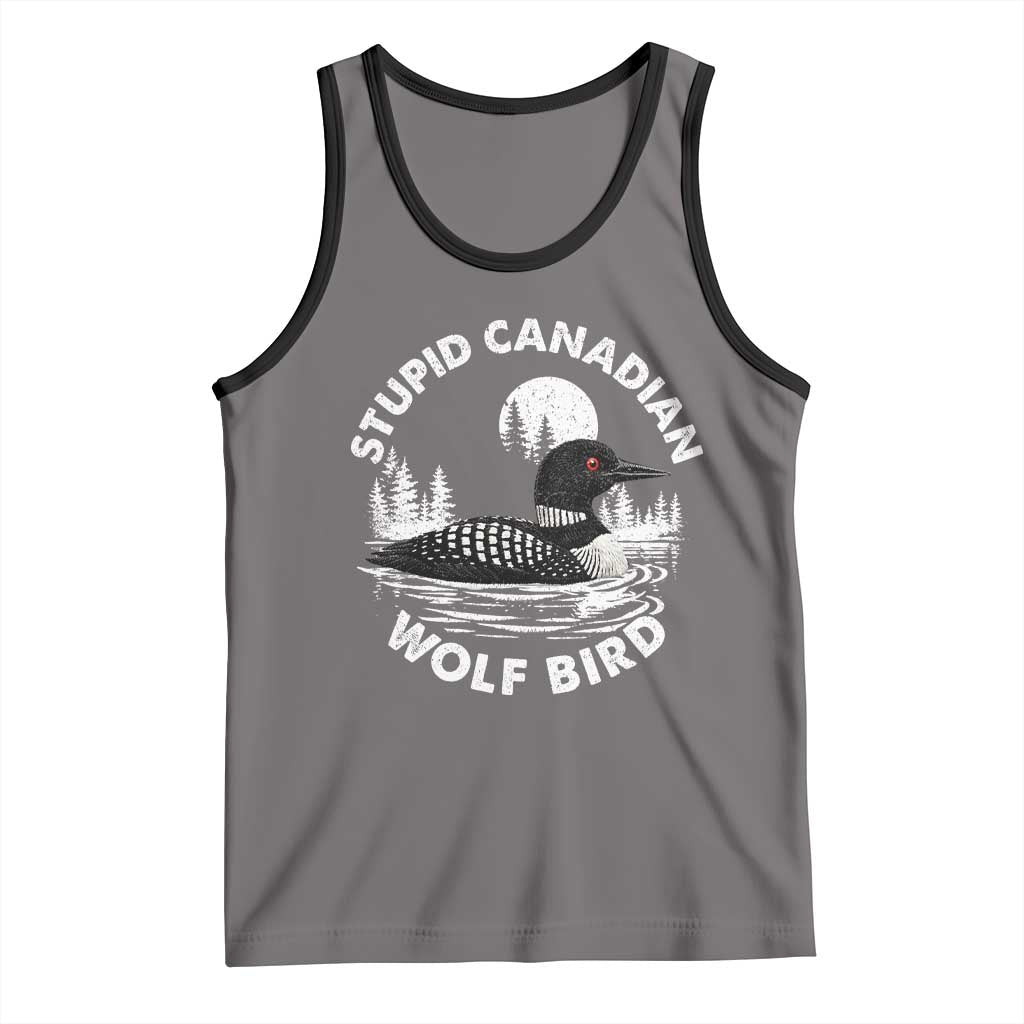Stupid Canadian Wolf Bird Tank Top Sarcastic LGBT Hockey Fan TS10 Deep Heather Black Print Your Wear