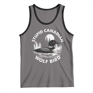 Stupid Canadian Wolf Bird Tank Top Sarcastic LGBT Hockey Fan TS10 Deep Heather Black Print Your Wear