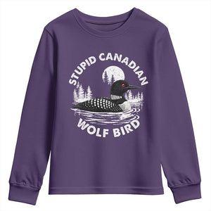 Stupid Canadian Wolf Bird Youth Sweatshirt Sarcastic LGBT Hockey Fan TS10 Purple Print Your Wear
