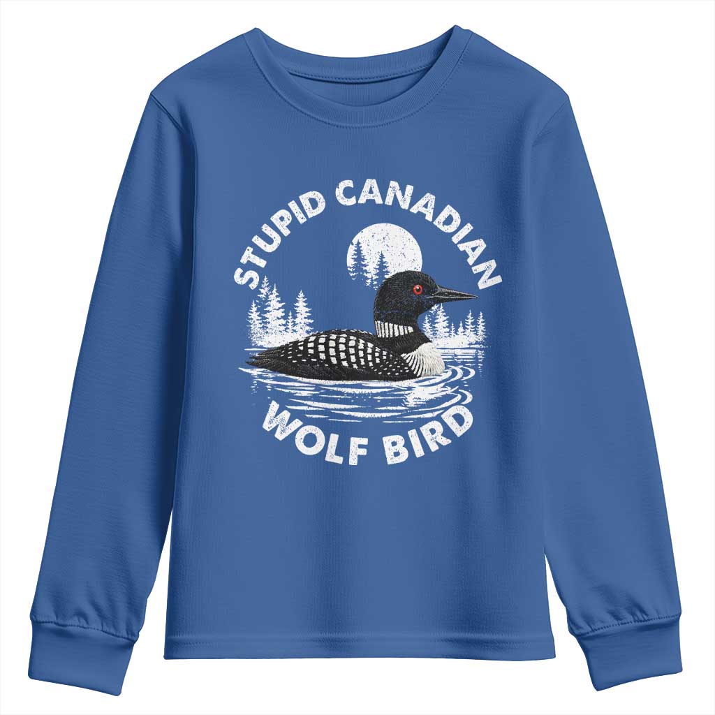Stupid Canadian Wolf Bird Youth Sweatshirt Sarcastic LGBT Hockey Fan TS10 Royal Blue Print Your Wear