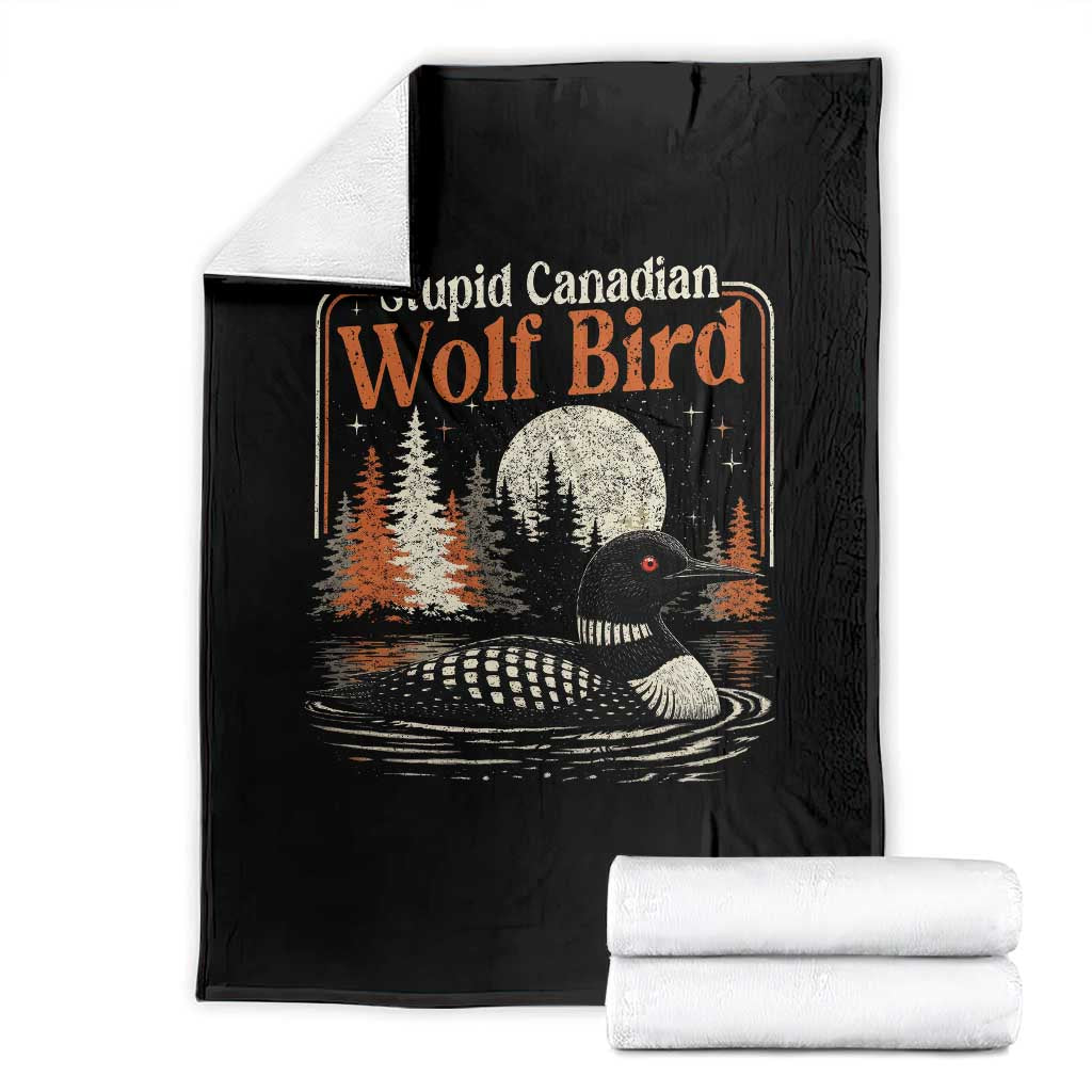 Stupid Canadian Wolf Bird Throw Blanket Retro LGBT Hockey Fan Romance TS10 Black Print Your Wear