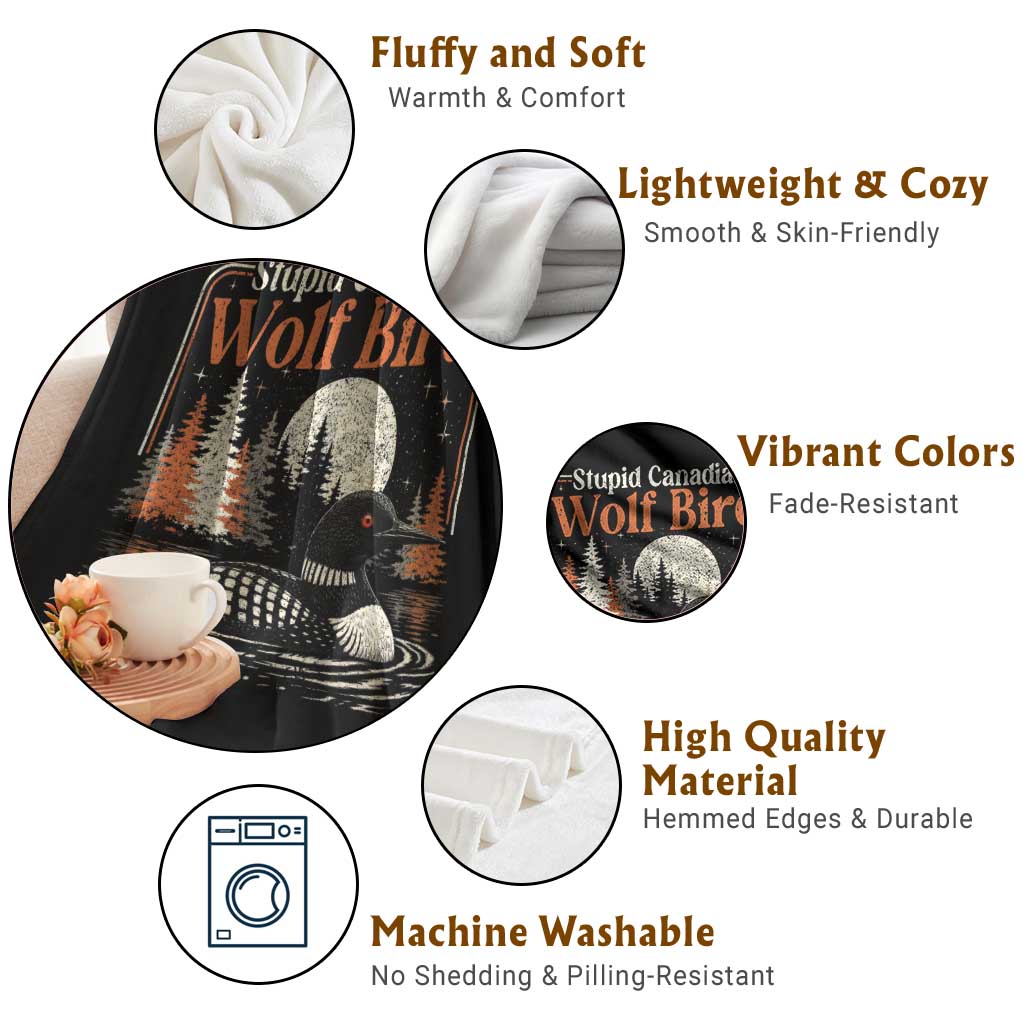 Stupid Canadian Wolf Bird Throw Blanket Retro LGBT Hockey Fan Romance TS10 Print Your Wear