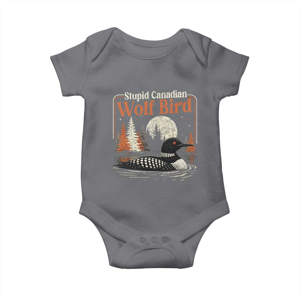 Stupid Canadian Wolf Bird Baby Onesie Retro LGBT Hockey Fan Romance TS10 Charcoal Print Your Wear