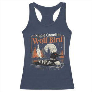 Stupid Canadian Wolf Bird Racerback Tank Top Retro LGBT Hockey Fan Romance TS10 Navy Print Your Wear