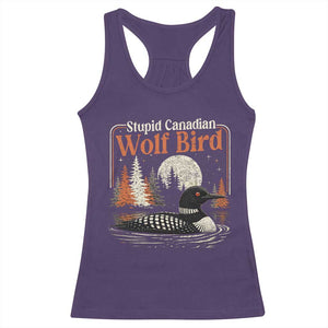 Stupid Canadian Wolf Bird Racerback Tank Top Retro LGBT Hockey Fan Romance TS10 Purple Print Your Wear