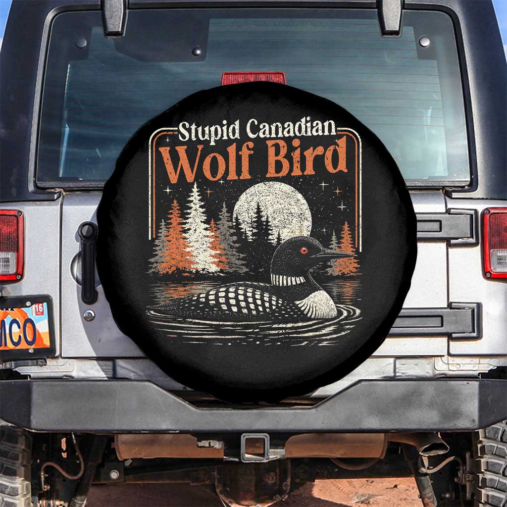 Stupid Canadian Wolf Bird Spare Tire Cover Retro LGBT Hockey Fan Romance TS10 No hole Black Print Your Wear