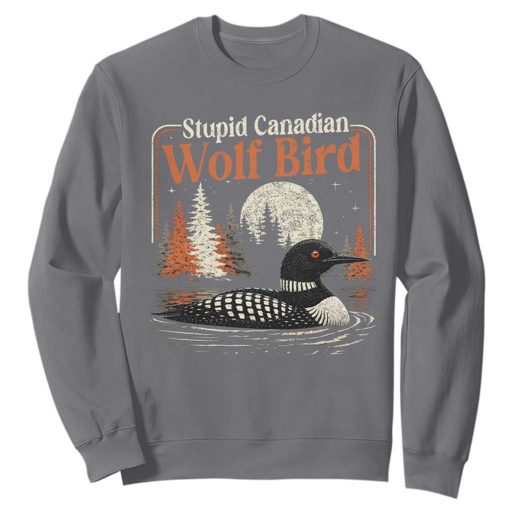 Stupid Canadian Wolf Bird Sweatshirt Retro LGBT Hockey Fan Romance TS10 Charcoal Print Your Wear
