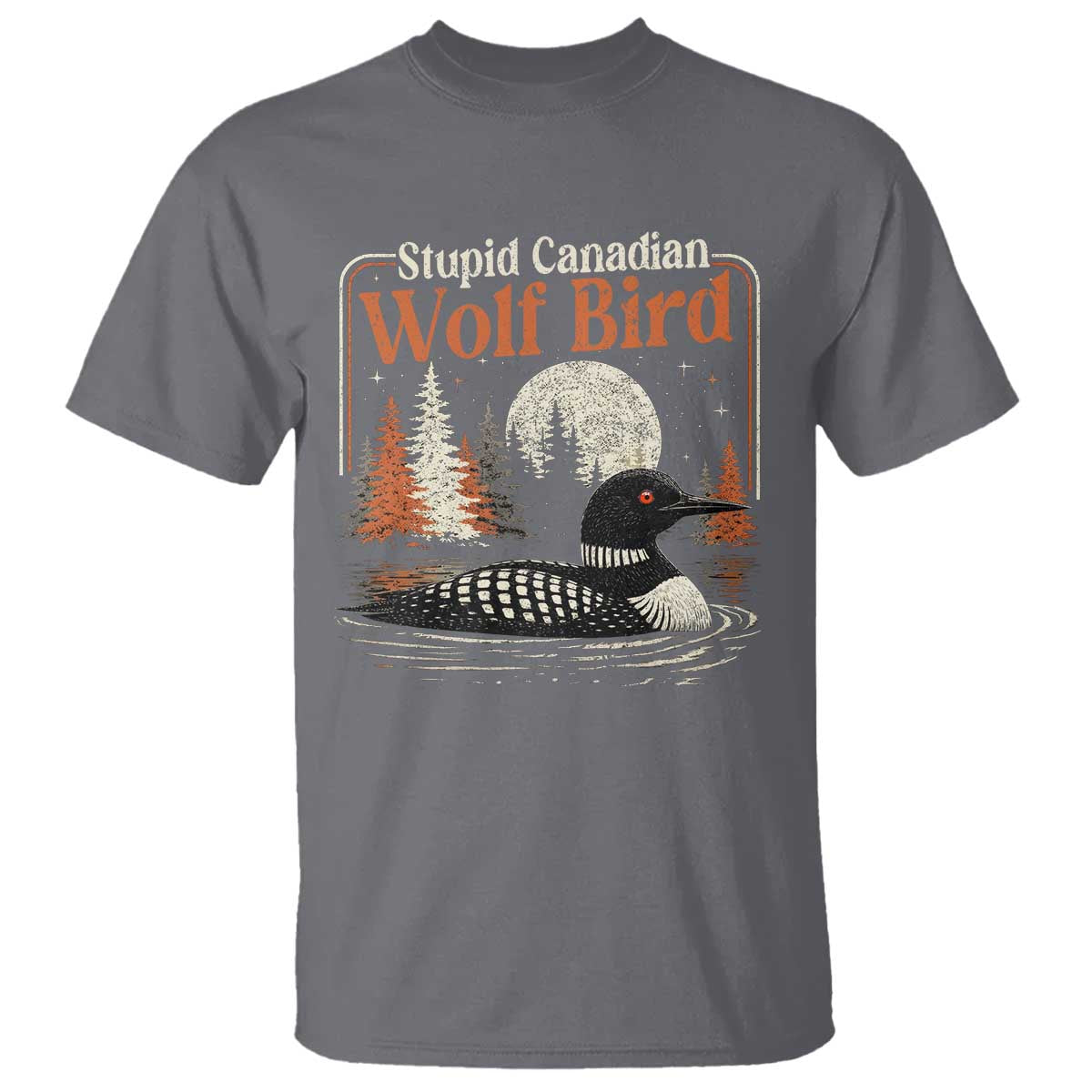 Stupid Canadian Wolf Bird T Shirt Retro LGBT Hockey Fan Romance TS10 Charcoal Print Your Wear