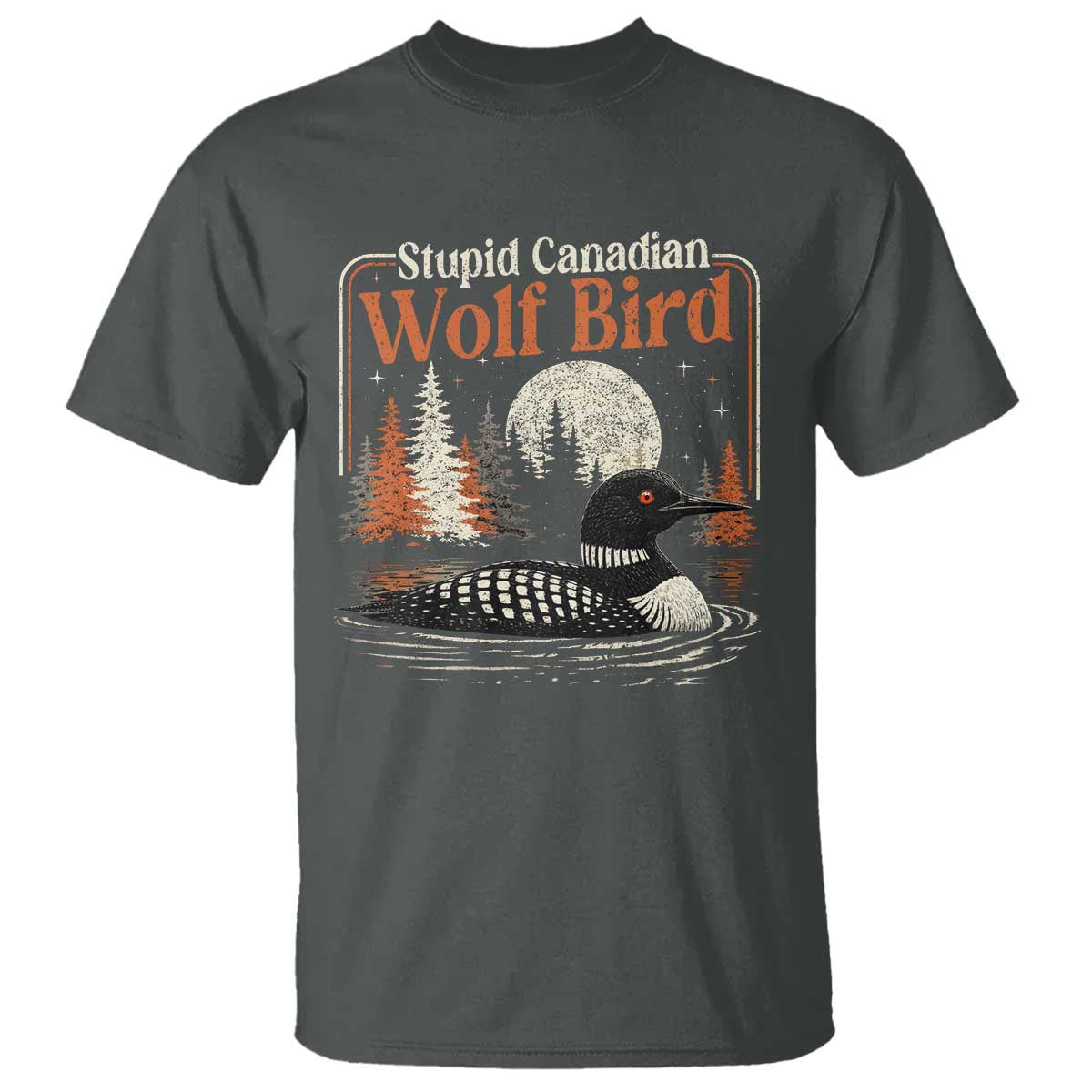 Stupid Canadian Wolf Bird T Shirt Retro LGBT Hockey Fan Romance TS10 Dark Heather Print Your Wear
