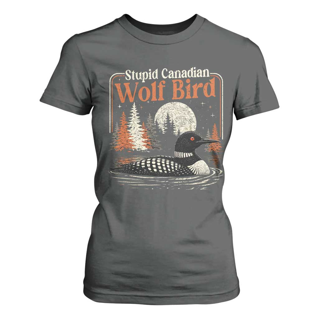 Stupid Canadian Wolf Bird T Shirt For Women Retro LGBT Hockey Fan Romance TS10 Dark Heather Print Your Wear