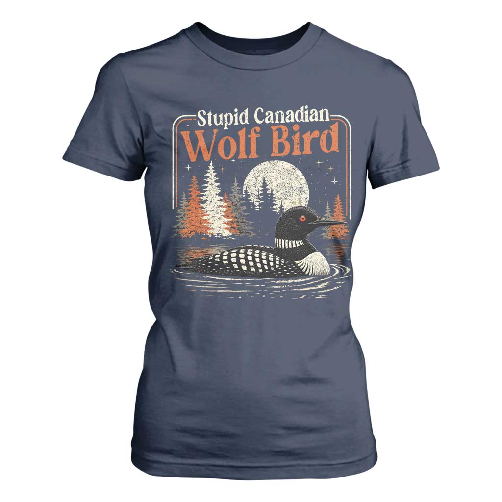 Stupid Canadian Wolf Bird T Shirt For Women Retro LGBT Hockey Fan Romance TS10 Navy Print Your Wear