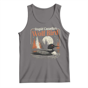 Stupid Canadian Wolf Bird Tank Top Retro LGBT Hockey Fan Romance TS10 Deep Heather Print Your Wear