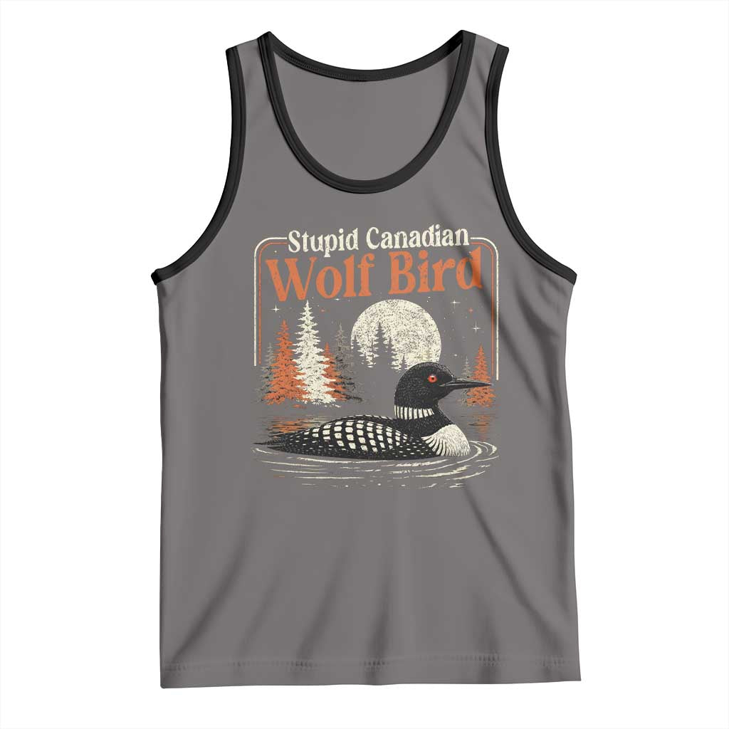 Stupid Canadian Wolf Bird Tank Top Retro LGBT Hockey Fan Romance TS10 Deep Heather Black Print Your Wear