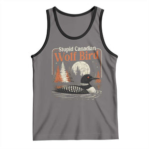 Stupid Canadian Wolf Bird Tank Top Retro LGBT Hockey Fan Romance TS10 Deep Heather Black Print Your Wear