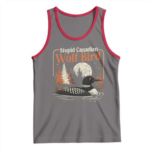 Stupid Canadian Wolf Bird Tank Top Retro LGBT Hockey Fan Romance TS10 Deep Heather Red Print Your Wear