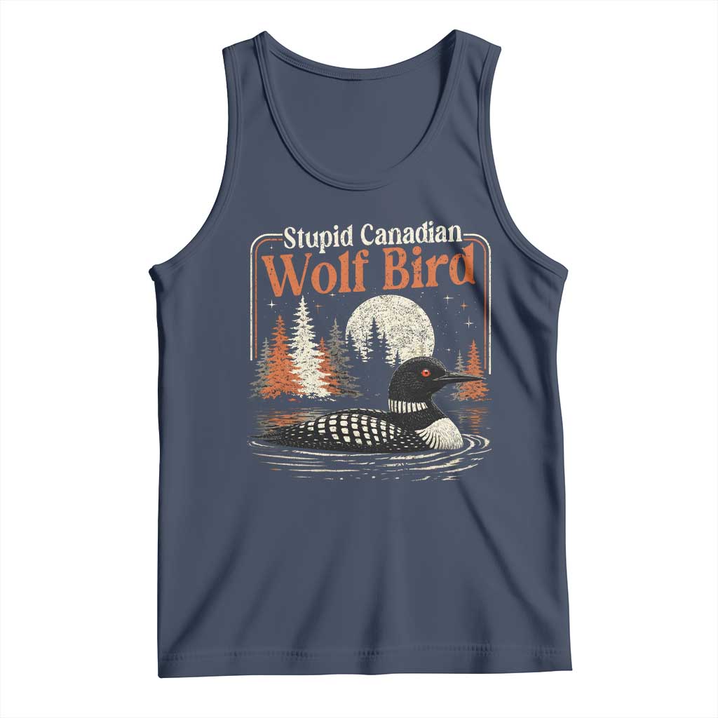 Stupid Canadian Wolf Bird Tank Top Retro LGBT Hockey Fan Romance TS10 Navy Print Your Wear