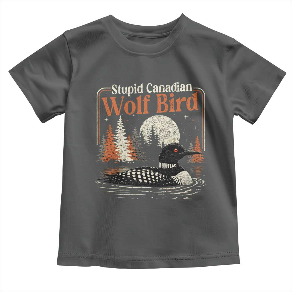 Stupid Canadian Wolf Bird Toddler T Shirt Retro LGBT Hockey Fan Romance TS10 Dark Heather Print Your Wear