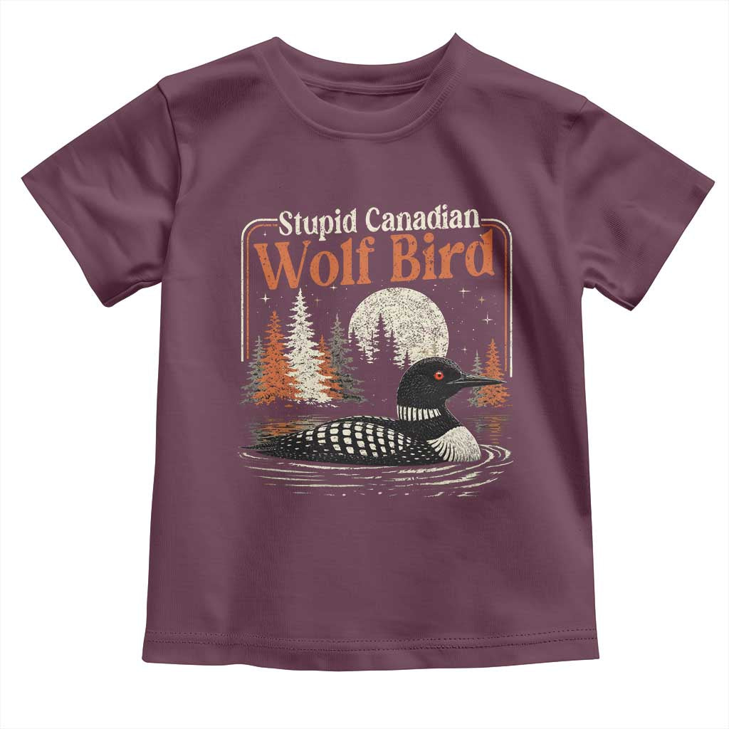 Stupid Canadian Wolf Bird Toddler T Shirt Retro LGBT Hockey Fan Romance TS10 Maroon Print Your Wear